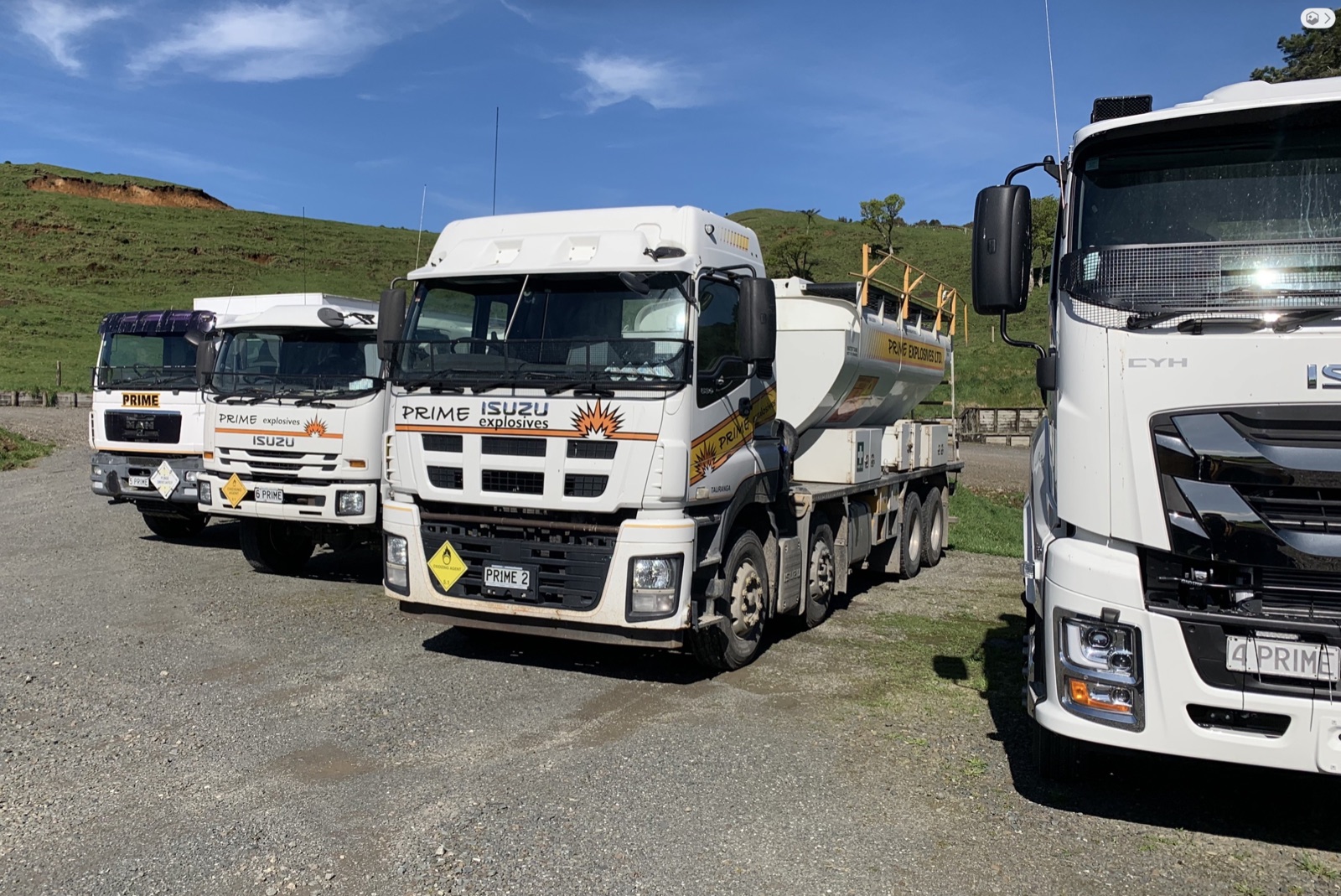 Prime Explosives Isuzu mobile mixing unit fleet lined up